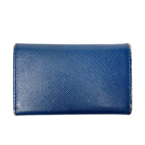 Authentic PRADA Cobalt Royal Ocean Blue Saffiano Leather & Gold Key Card Holder - Picture 3 of 6